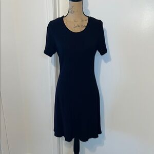 Elegant Black Short Sleeve Skater Dress